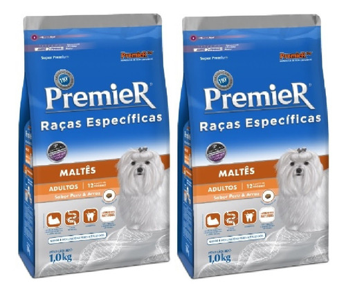 Ração Premier Cão Maltes Adultos 1kg Kit 2 Unidades