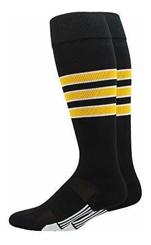 Madsportsstuff Dugout 3 Calcetines A Rayas De Béisbol (negro