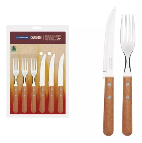 Set X 12 Piezas Cuchillo Y Tenedor Tramontina Churrasco