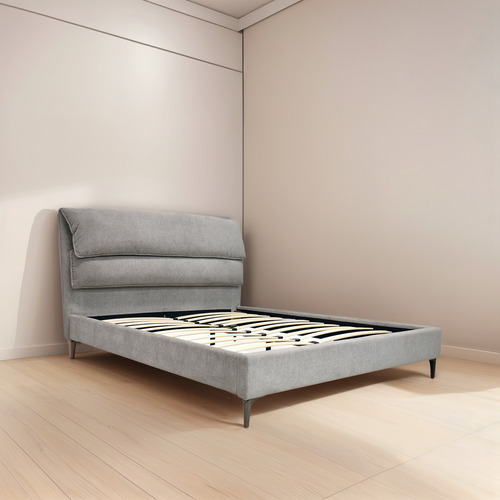 Cama Con Base Queen Size Lujosa Sofisticada Color Gris