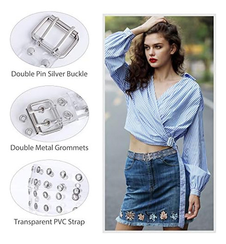 Werforu Cinturones Transparentes Con Doble Ojal Para Damas C
