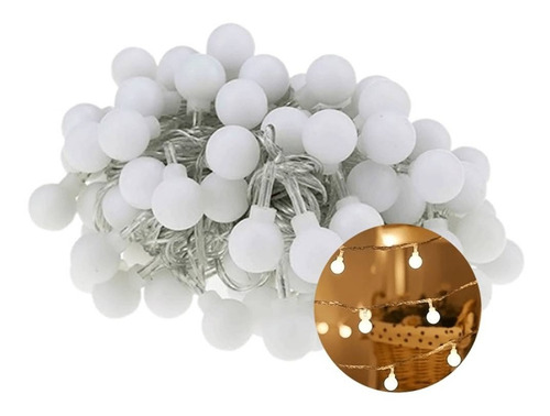 Imagen 1 de 10 de Bolitas Led Decoracion Retro Navidad Guirnalda 5 Mts Calido