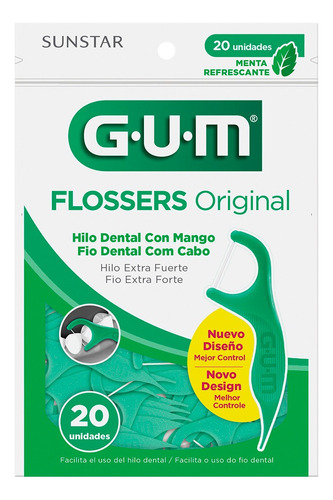 Flosser dental GUM con aplicador Original sabor menta 20 u