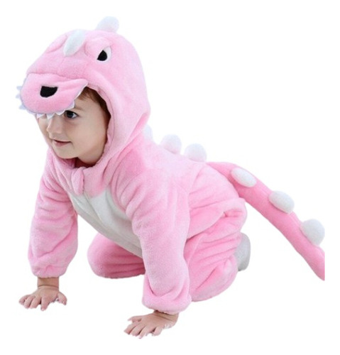 Pijama Kigurumi De Bebes Animalitos Dinosaurio Rosa 