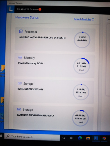 Imagen 5 de 9 de Lenovo Thinkpad X1 Extreme I7-8850h 4k 32gb 2tb Nvme Gtx1050