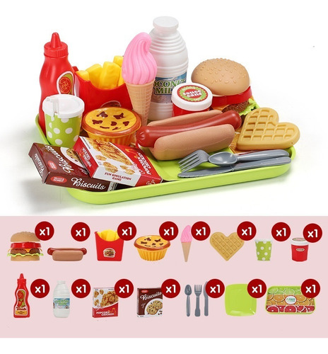 Juguetes Comida Set Hamburguesa Accesorios Cocina Alimentos