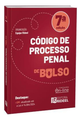 Código De Processo Penal - Cpp De Bolso - 2025 Rideel, De Equipe Rideel. Editorial Rideel, Capa Mole, Edição 7 Em Português, 2025