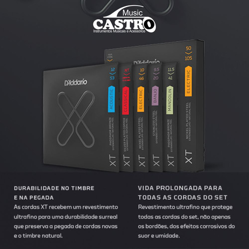 Encordoamento Violão Aço Bronze D'addario Xtabr Dura 4x Mais