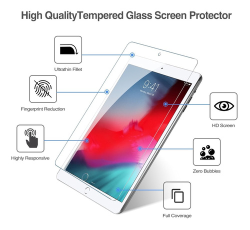 Protector de Pantalla de Cristal Templado iPad Air 3/Pro 10,5 ProCase Vidrio Real para iPad Air 10,5 2019/iPad Pro 10.5 2017 