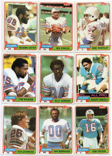 1981 Topps Complete Set Houston Oilers ( 19 ) 