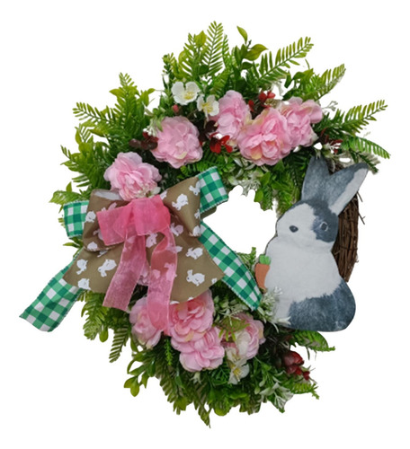 Guirnalda De Pascua Rosa Rosa Con Bowknot Flores