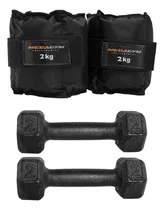 Comprar Kit Caneleiras 2kg + Par De Halteres Dumbell Sextavado 2kg Cor Preto