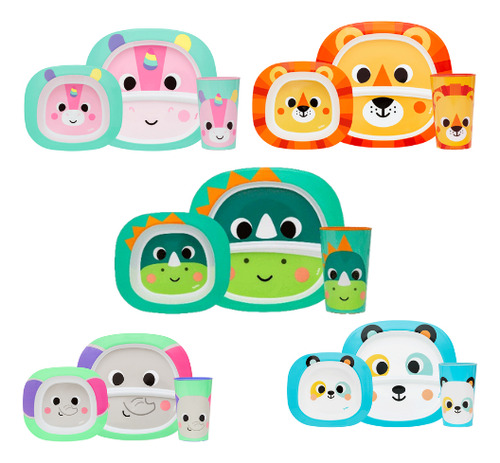 Kit Refeição Bubazoo Buba Prato/bowl/copo Diversos Modelos Cor Leão