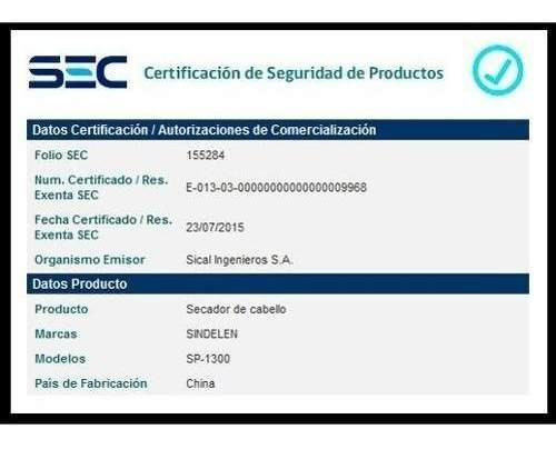 Imagen 4 de 7 de Secador De Pelo Ligth Air Sindelen