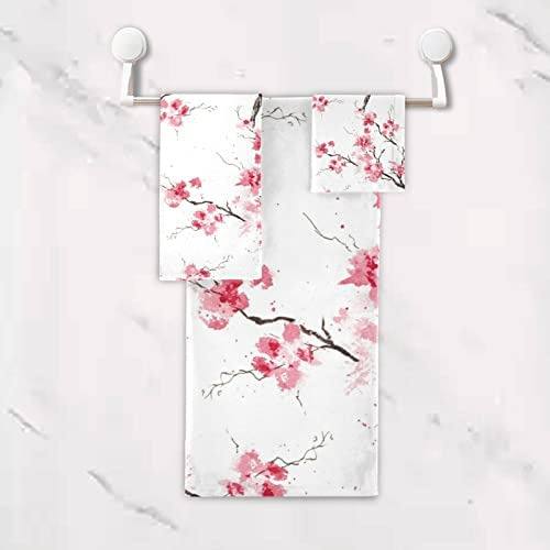 Pfrewn Cherry Blossoms Flowes Toallas Juego De 3 Acuarela Ro