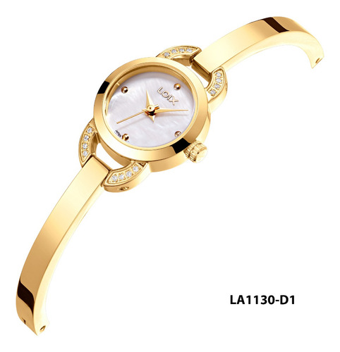 Reloj Mujer Loix® La1130-1 Dorado Con Tablero Blanco