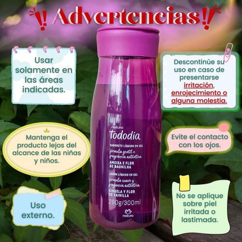 Jabón Líquido Gel Ciruela Flor Vainilla 300ml Natura Tododia