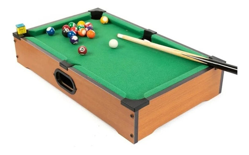 Imagen 3 de 9 de Juego Pool De Mesa Base De Madera Tacos Bolas Tiza Triangulo