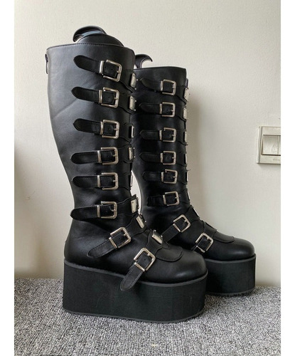 Botas De Plataforma Alta Con Hebilla De Metal For Mujer 2023