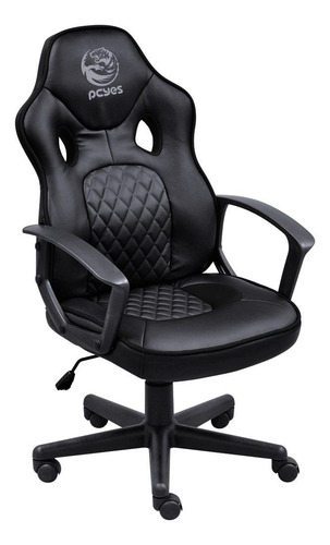 Cadeira de escritório PCYES Mad Racer STI Master gamer full black con estofado do couro sintético