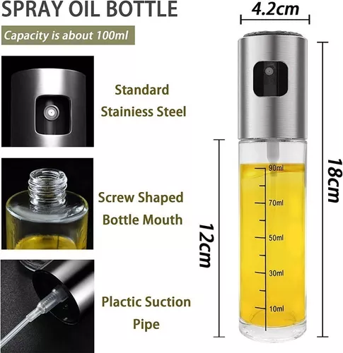 Pulverizador de aceite para cocinar, dispensador de aceite de vidrio de 3.4  fl oz, pulverizador de aceite multiusos, botella de spray de aceite para