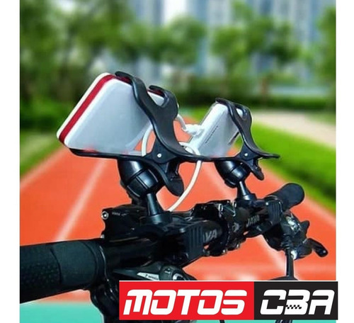 Imagen 2 de 4 de Soporte Celular Moto Bici Reforzado Negro Motoscba