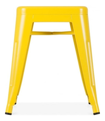 Banco Bajo De Acero Tipo Tolix 45cm Alto Juego De 4 Bancos Color Amarillo