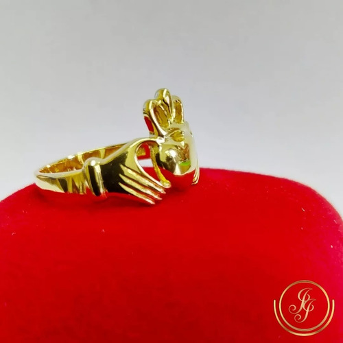Anel Claddagh Ouro Amarelo 18 Kl Maciço