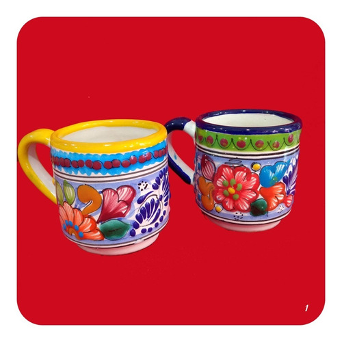 Imagen 7 de 7 de Taza De Talavera Poblana Color Varios Diseños 300ml. Tz