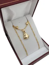 Comprar Conjunto Collar Con Dije Corazon Y Aros Enchapado Oro 18kt