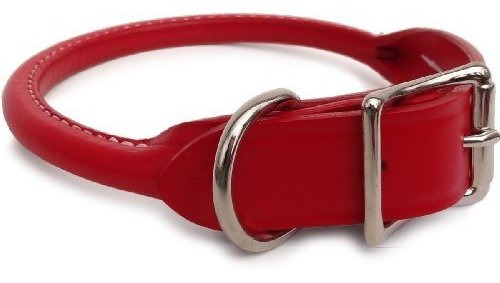 Auburn Leather - Rolled Round Dog Collar - 10 -12 - T7dyu