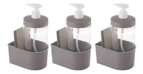 Set X 3 Dispenser Para Detergente Con Porta Esponja Plasútil