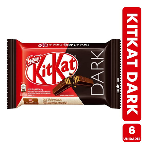 Kit Kat Chocolate Amargo- Marca Nestlé (pack Con 6 Unidades)