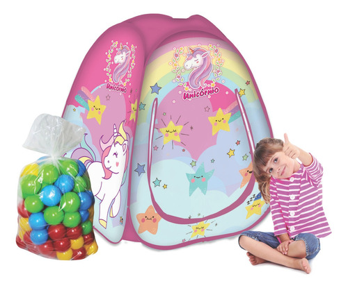 Imagem 1 de 1 de Barraca Pop Up Unicornio Com 50 Bolinhas
