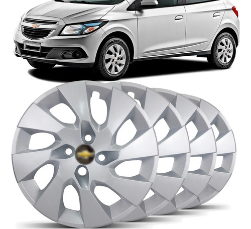 Jogo Calota Prata R14 Para Chevrolet Onix Prisma 2013/2019