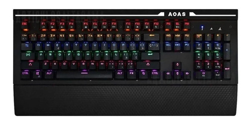 Imagen 1 de 2 de Teclado gamer Aoas AS-808 QWERTY inglés US color negro con luz RGB