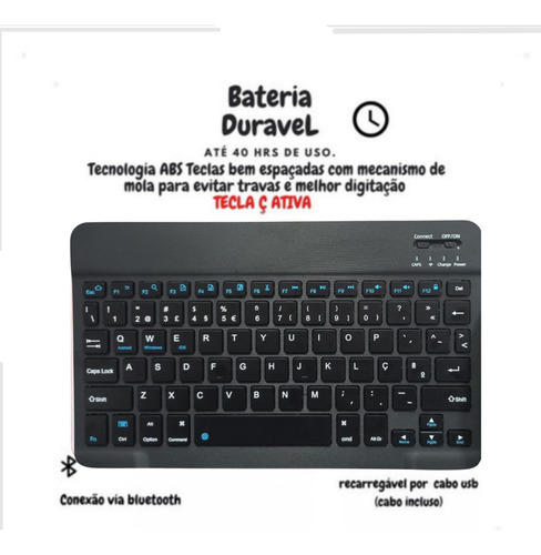 Kit Capa Bolsa Com Teclado E Mouse Para Galaxy Tab S6 Lite