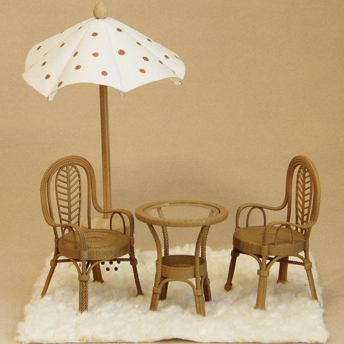 Juego De Mesa Y Silla De Patio En Miniatura A Escala 1/12,