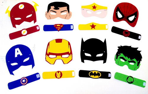 Lembrancinha Máscara Com Bracelete Super Heróis (kit Com 15)