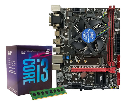 Kit Upgrade Intel I3 8100t + Placa Mãe Intel B250 + 8gb Ddr4 Cor Preto