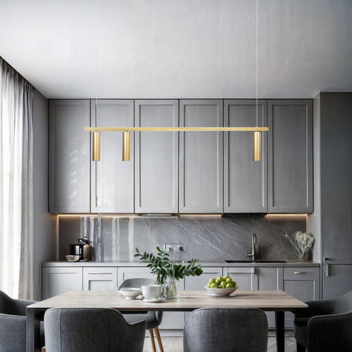 Pendente Turn Perfil Led Design Moderno 3 Spots Dourado