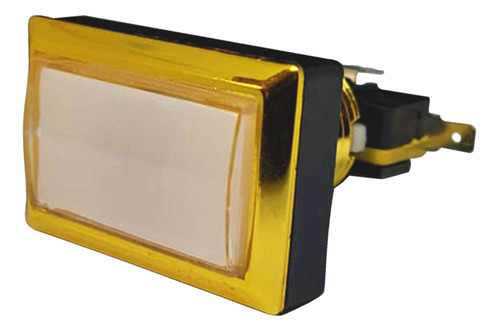 Botón Arcade Led Rectangular Blanco Borde Dorado Premium Cm