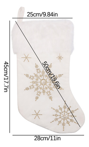 Adornos Navideños Cortos Blancos Con Copos De Nieve Bordados