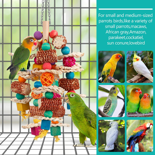 Juguetes Pájaros Guacamayos Loros Mazorca Maíz Natural Media