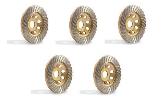 Kit 5 Disco Desbaste Diamantado Rebolo Turbo 115 X 22,23 Mm