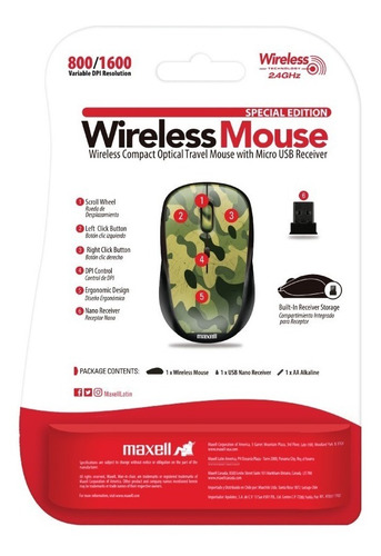 Imagen 3 de 3 de Mouse Optico Inalambrico Diseño Maxell Mowl-201 Premium