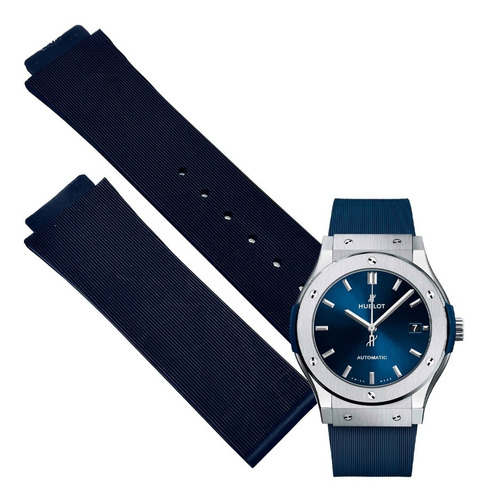 Correa 25mm Para Hublot Fusion Titanium Blue 45mm Azul