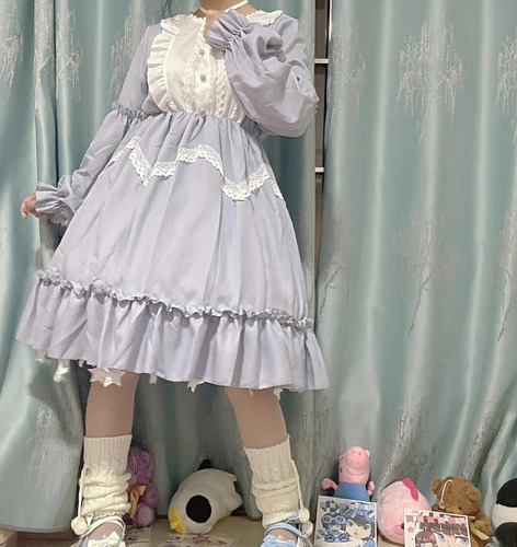 Vestido De Té Lolita Kawaii, Japonés, Victoriano, Para Mujer