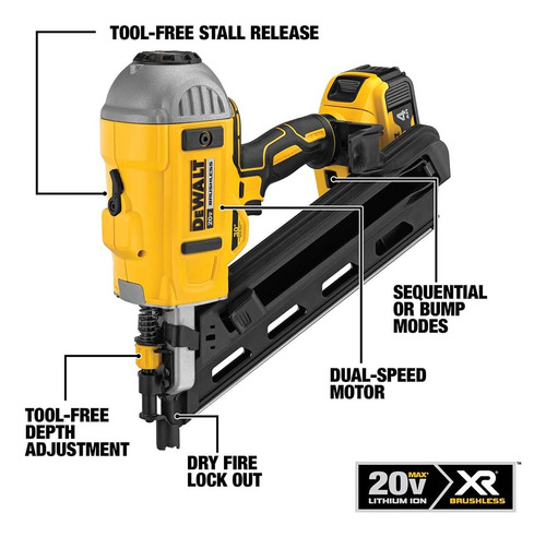 Clavadora Inalámbrica, Dewalt Dcn692m1, 30 Grados