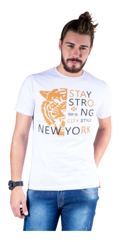Camiseta Estampado Stay Strong Ney York City
